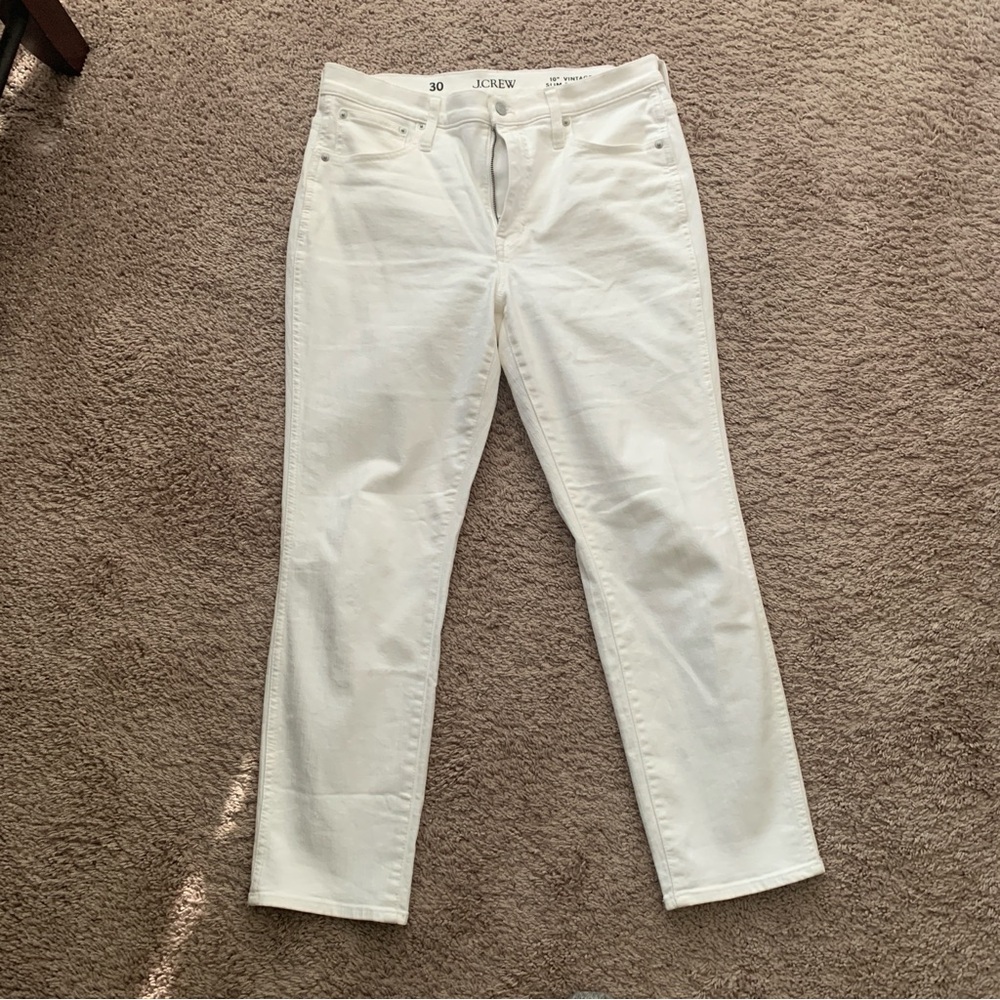 NWOT JCrew 10” Vintage Slim-Straight Jean in White Wash Size 30 - Picture 2 of 4
